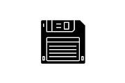 Diskette black icon, vector sign on