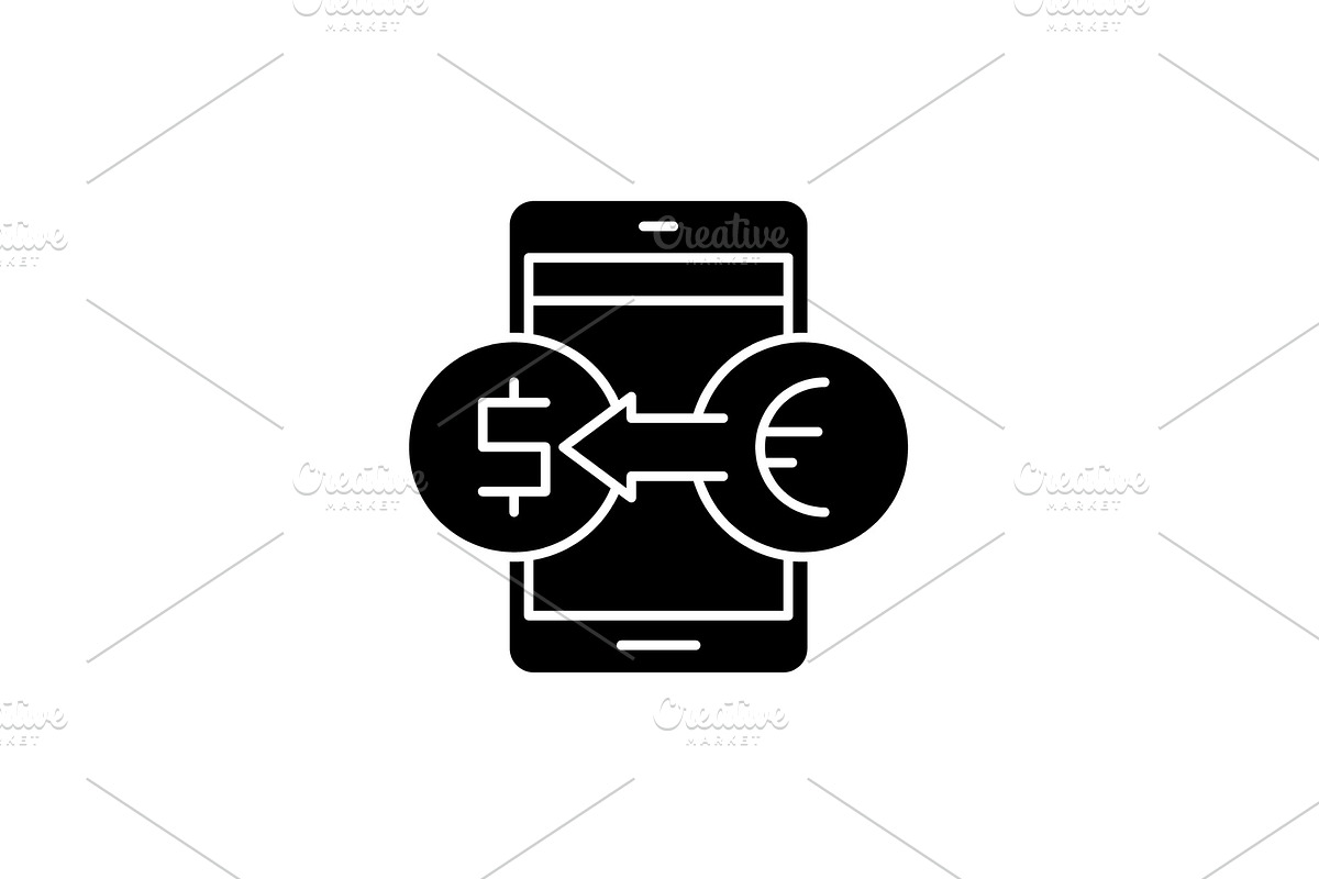 Online currency exchange black icon in Illustrations - product preview 8