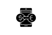 Online currency exchange black icon