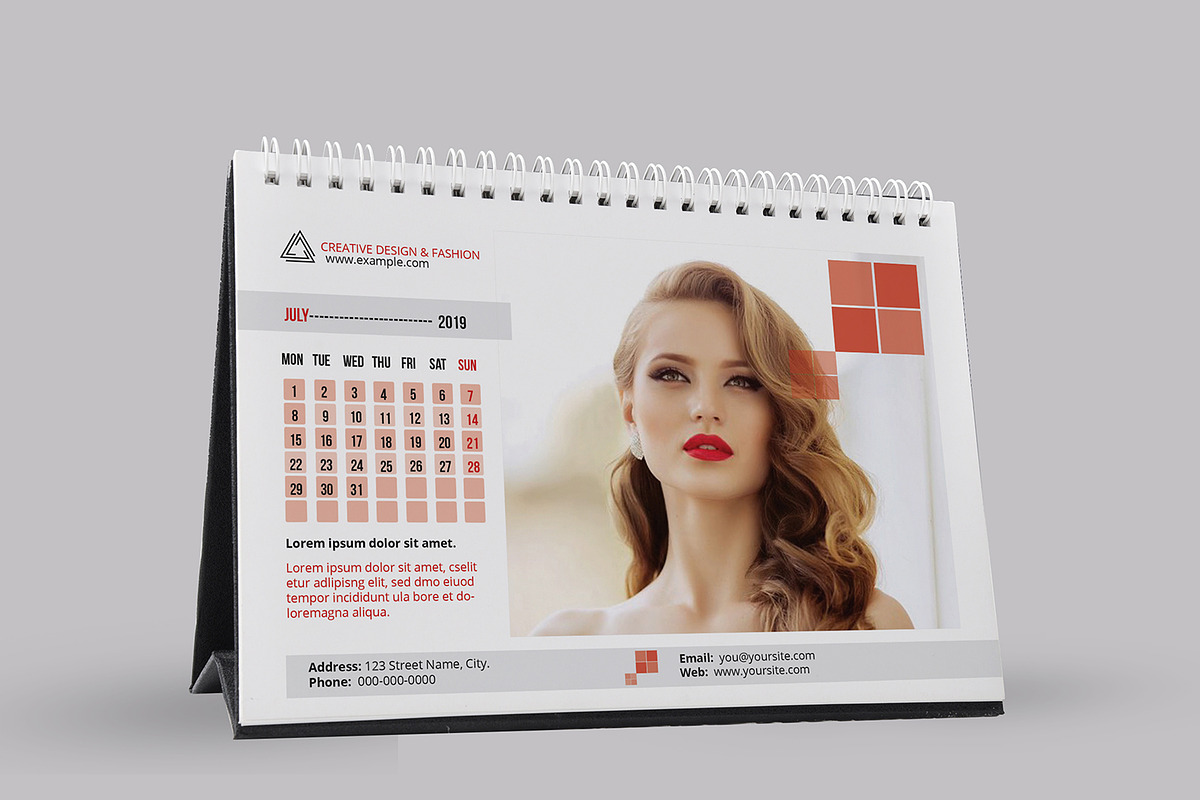 Desk Calendar Template 2019 - V10 in Stationery Templates - product preview 8