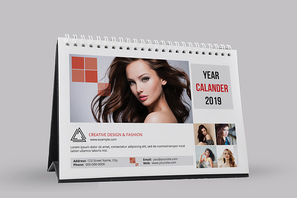 Desk Calendar Template 2019 - V10 in Stationery Templates - product preview 1