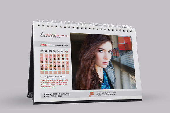 Desk Calendar Template 2019 - V10 in Stationery Templates - product preview 2