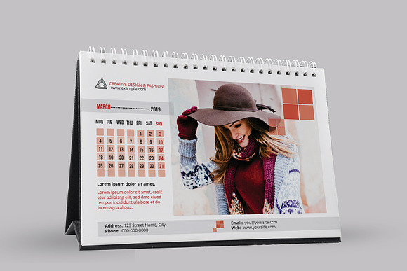 Desk Calendar Template 2019 - V10 in Stationery Templates - product preview 6