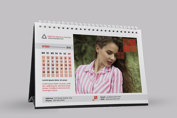 Desk Calendar Template 2019 - V10 in Stationery Templates - product preview 10