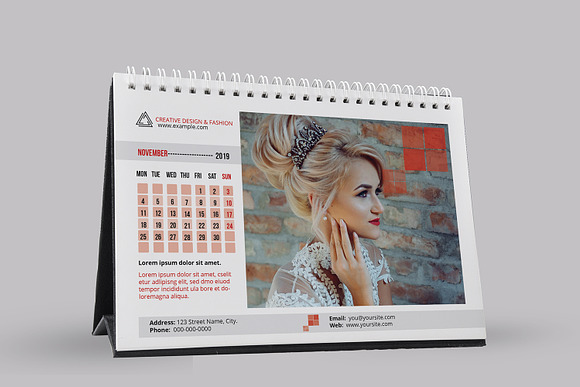 Desk Calendar Template 2019 - V10 in Stationery Templates - product preview 11
