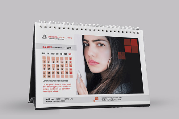 Desk Calendar Template 2019 - V10 in Stationery Templates - product preview 12