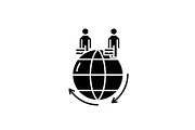 Global business black icon, vector