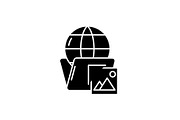 Global cases black icon, vector sign