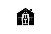 Private house black icon, vector