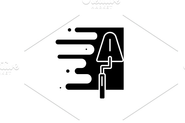 Wall plaster black icon, vector sign