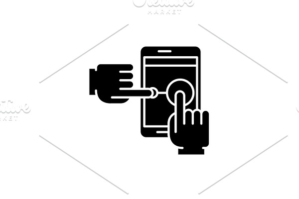 Multi touch black icon, vector sign