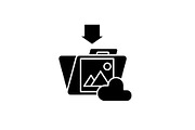 File upload black icon, vector sign
