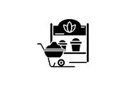 Country house black icon, vector