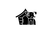 Domestic dog black icon, vector sign