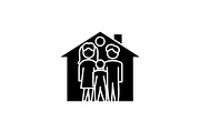 Family house black icon, vector sign