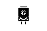 Gas heating black icon, vector sign
