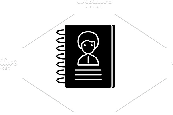 Contacts black icon, vector sign on