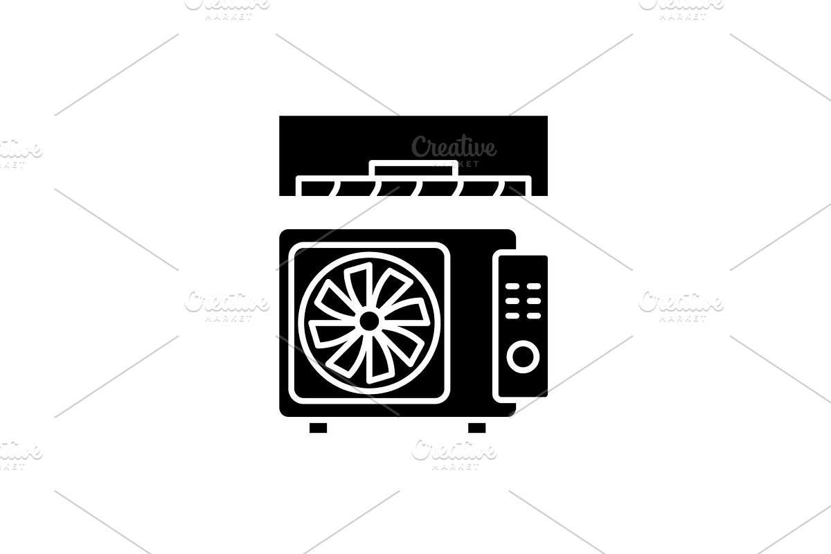 Air conditioning black icon, vector in Illustrations - product preview 8