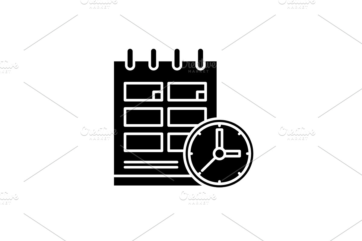 Schedule black icon, vector sign on in Illustrations - product preview 8