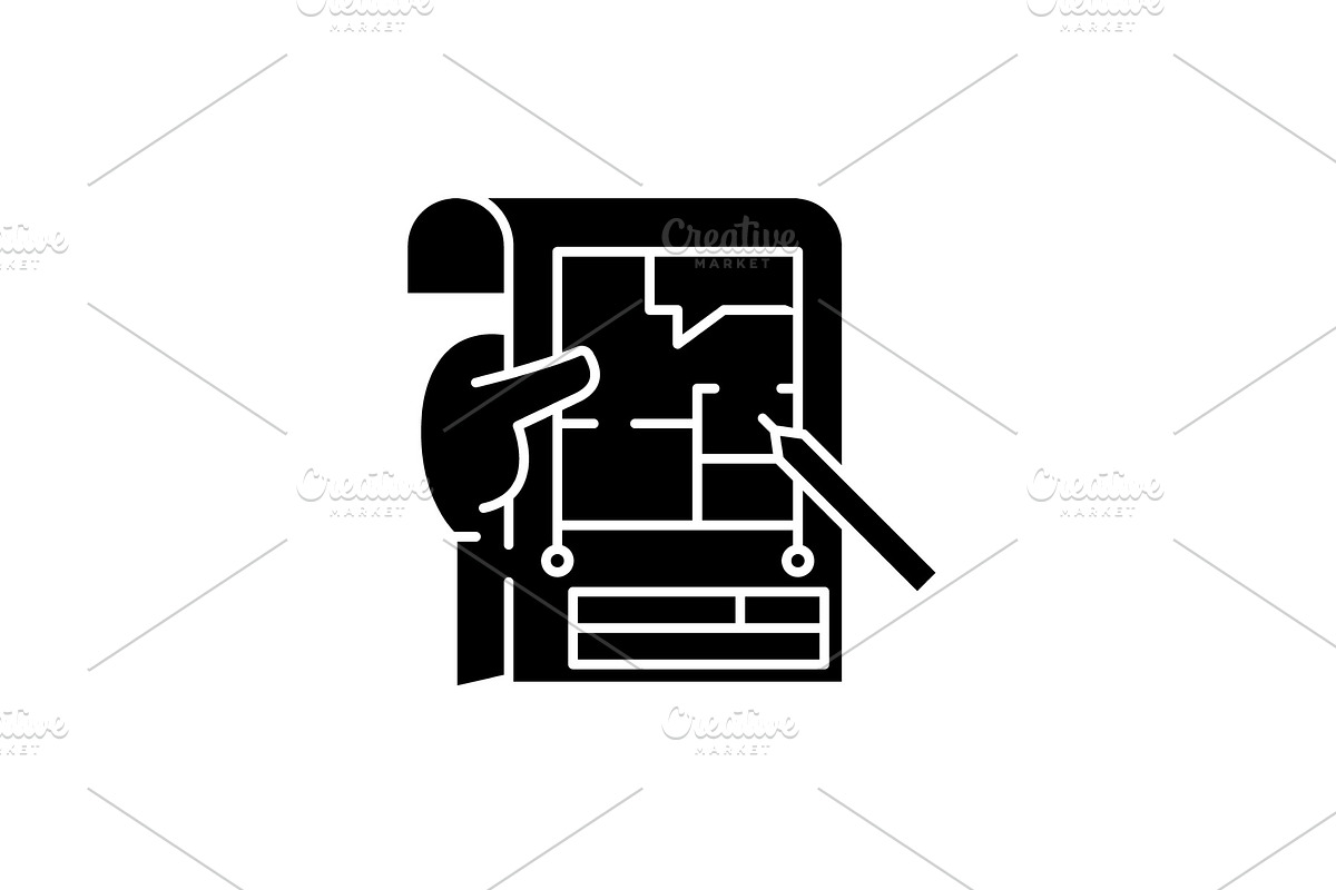 Planning black icon, vector sign on in Illustrations - product preview 8