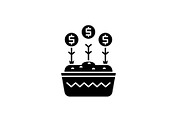 Investment growth black icon, vector