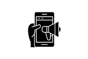 Mobile promotion black icon, vector
