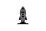 Rocket launch black icon, vector