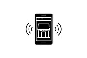 Mobile electronic store black icon