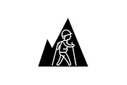 Hiking travel black icon, vector