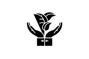 Flora support black icon, vector