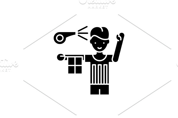 Referee black icon, vector sign on