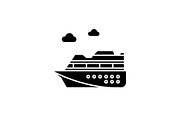Cruise ship black icon, vector sign