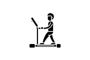 Treadmill black icon, vector sign on