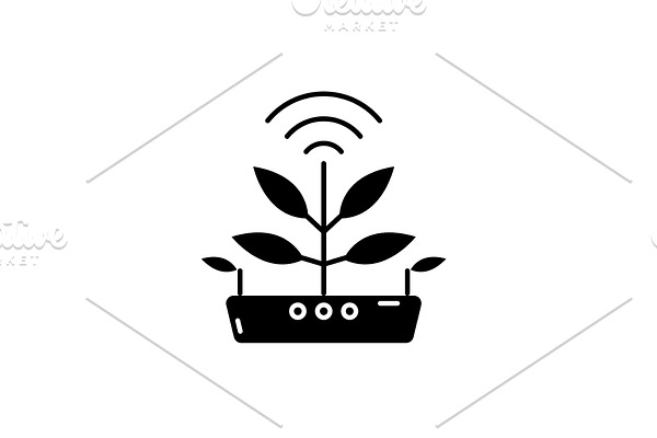 Agro technology black icon, vector