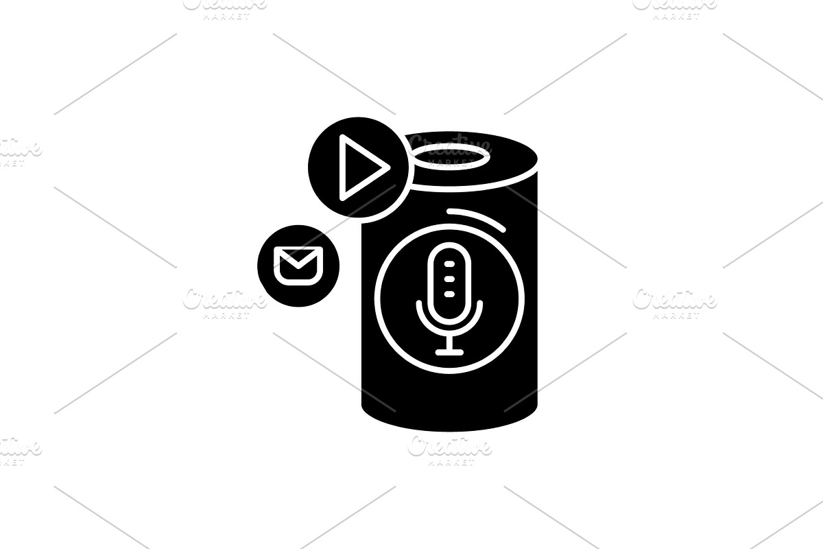 Voice assistant black icon, vector in Illustrations - product preview 8