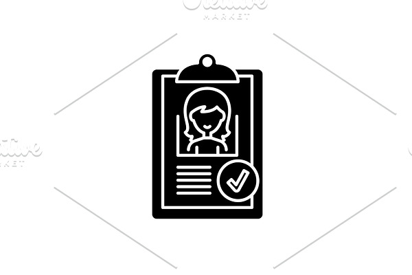 Status approved black icon, vector