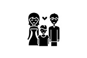 Family with child black icon, vector