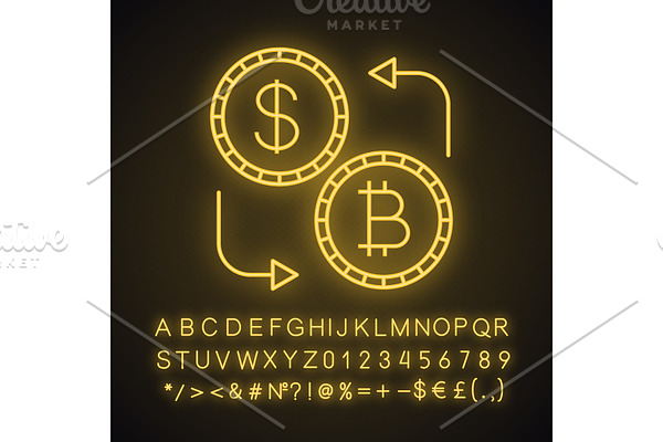 Bitcoin and dollar exchange icon