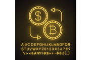 Bitcoin and dollar exchange icon