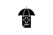 Insurance system black icon, vector