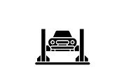 Car repair shop black icon, vector