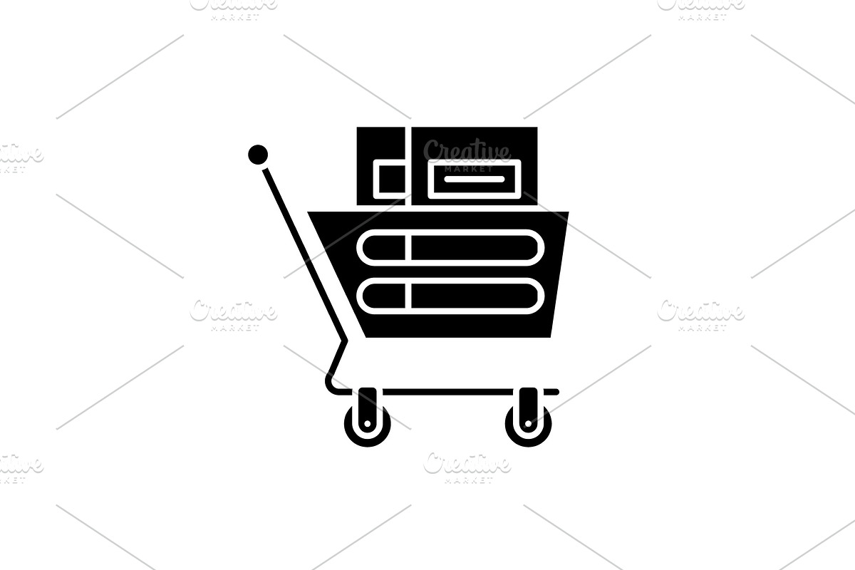 Wheelbarrow in the supermarket black in Objects - product preview 8