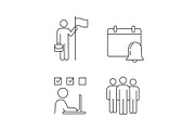 Business management linear icons set