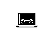 Computer service black icon, vector