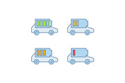 Electric car battery charging icons