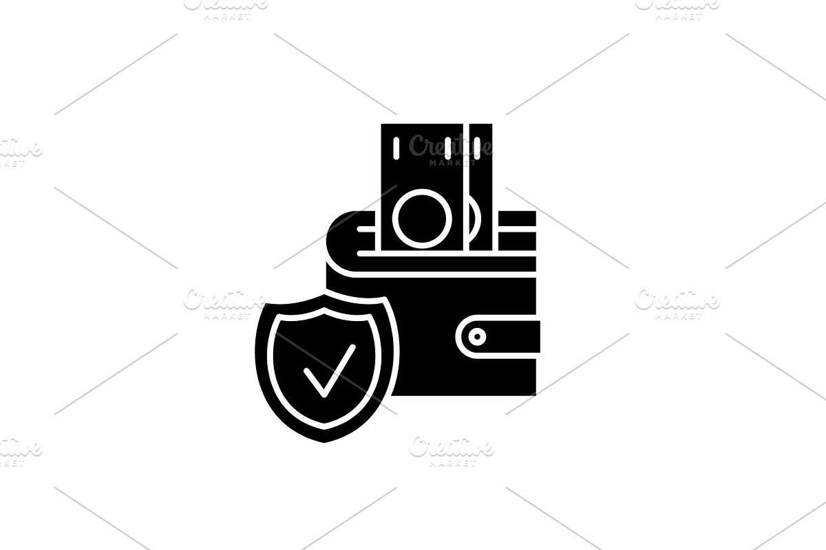 Deposit insurance black icon, vector in Illustrations - product preview 8