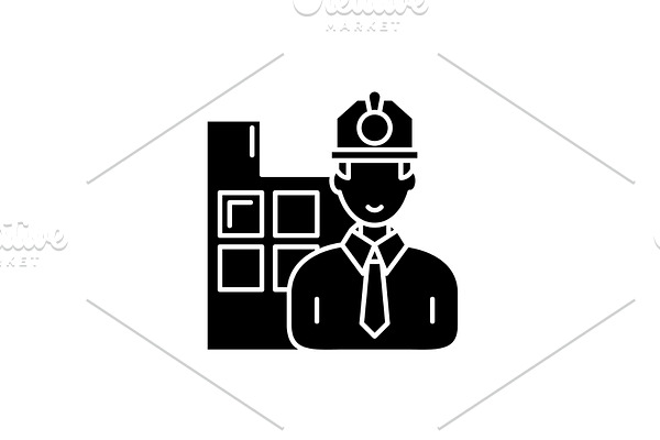 Construction engineer black icon