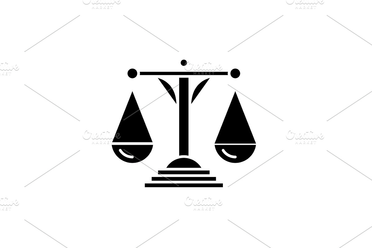 Scales of justice black icon, vector in Illustrations - product preview 8