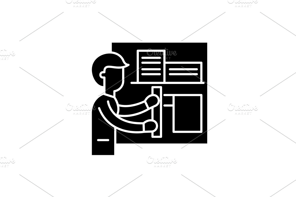 Architect black icon, vector sign on in Illustrations - product preview 8