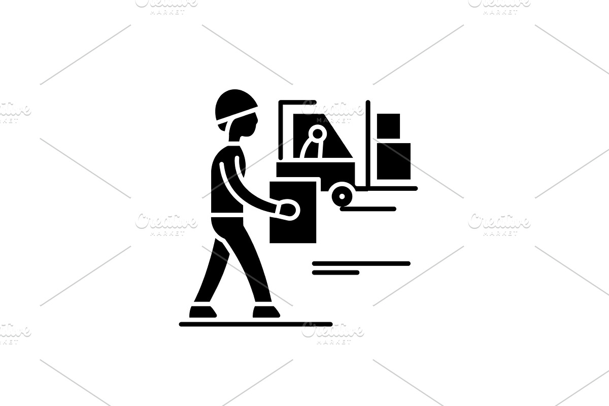 Loading goods black icon, vector in Illustrations - product preview 8